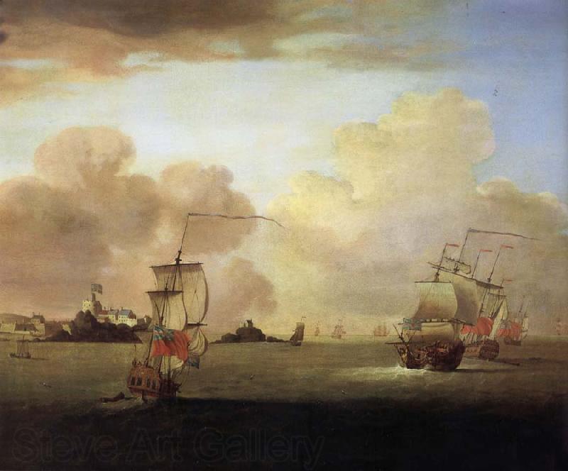 Monamy, Peter British men-o-war and a merchantman off Elizabeth Castle,Jersey